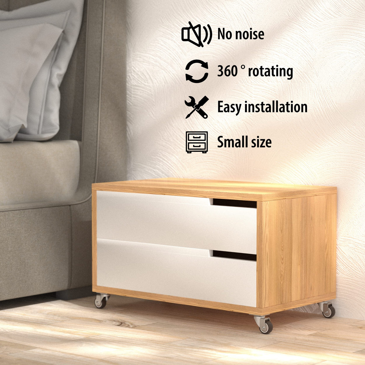 HOLKIE 1 inch Small Caster Wheels for Furniture Low Profile Casters Set of 4 Total Capacity 90 Lbs Perfect Wheels for Small Project、Nightstand、Side Table (No Brake) HOLKIE