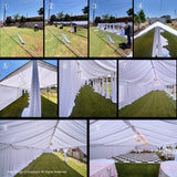 Party Village 40ftx20ft White Ceiling Curtain for Wedding Parties – 8 Panels Wrinkle-Free 20 FT Long Tent Draping Curtains for Wedding, Birthday & Theme Parties, 20ft Height with Rod Pocket Party Village