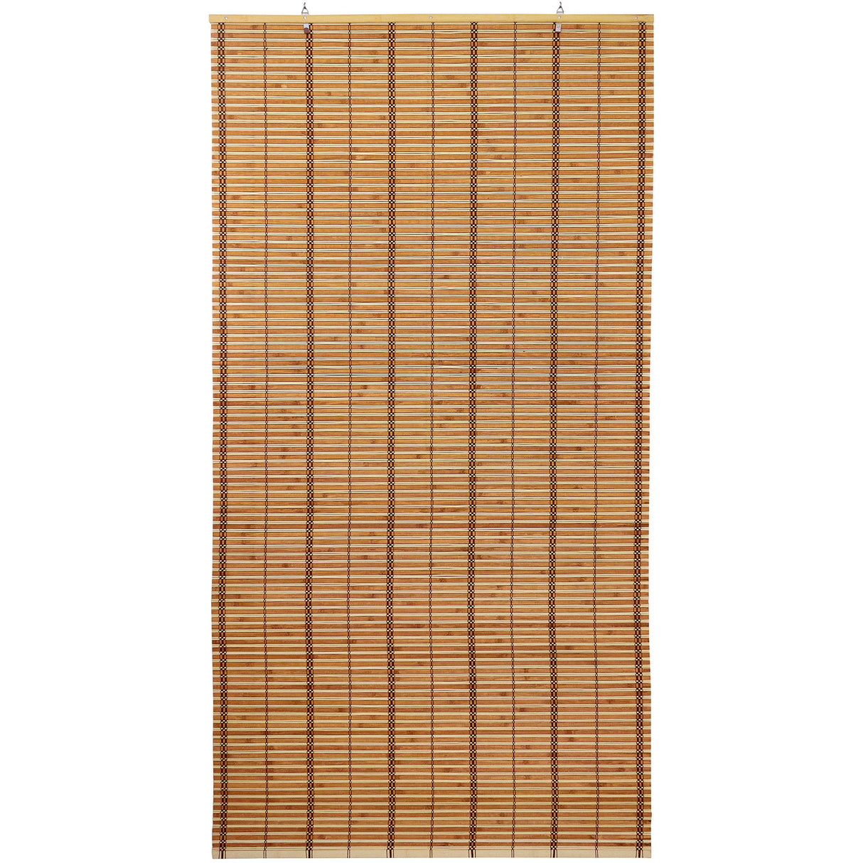 ORIENTAL Furniture Burnt Bamboo Cordless Window Shade - Two-Tone Honey 72" W Red Lantern