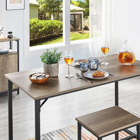 Yaheetech 3 Piece Industrial Bar Table Set with Backless Stools - Stylish Counter Height Kitchen Furniture for Small Spaces Yaheetech