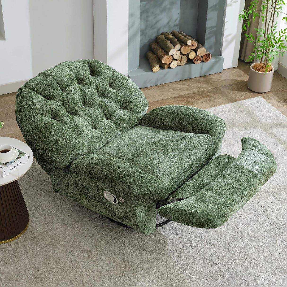 Immulize 360°Swivel Rocker Recliner Chair,Manual Rocker Recliner Chair with Phone Holder,Rocking Oversized Recliner,Large Recliner Glider Chair for Living Room,Bedroom,Chenille,Green Immulize