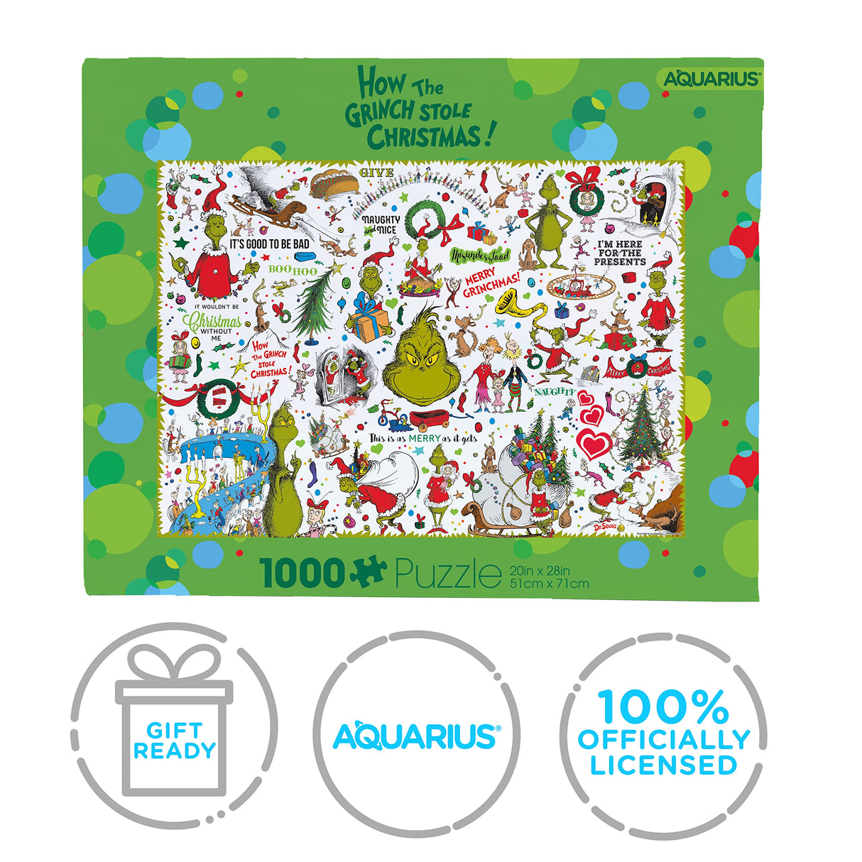 AQUARIUS Grinch Collage Puzzle (1000 Piece Jigsaw Puzzle) - Glare Free - Precision Fit - Virtually No Puzzle Dust - Officially Licensed Grinch Collectibles - 20x28 Inches AQUARIUS