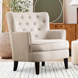 Rosevera Harris Velvet Upholstered Club Chair 34.5”H, Barrel Chair, Wingback Tufted Button Armchair, Contemporary Nailhead Accent Chair for Living Room, Bedroom, Recreation Room, Entryway, Small Space Rosevera