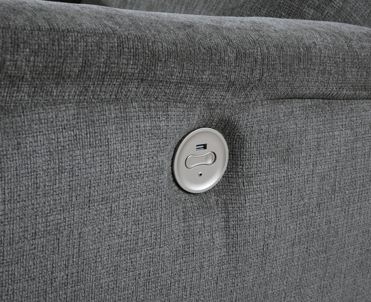 Signature Design by Ashley Barnsana Minimalist Power Reclining Loveseat with Console and USB Charging Ports, Gray Signature Design by Ashley