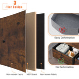 EnHomee 12 Drawer Dresser with Wooden Top and Metal Frame, Tall Fabric Dresser & Chest of Drawers for Bedroom Closet Living Room, Rustic Brown, 11.8" D x 34.7" W x 52.4" H EnHomee