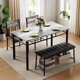 IRONCK Dining Table Set for 4, Kitchen Table with Upholstered Bench and 2 Chairs, Kitchen Table and Chairs Set for Small Space, Apartment, Gray IRONCK