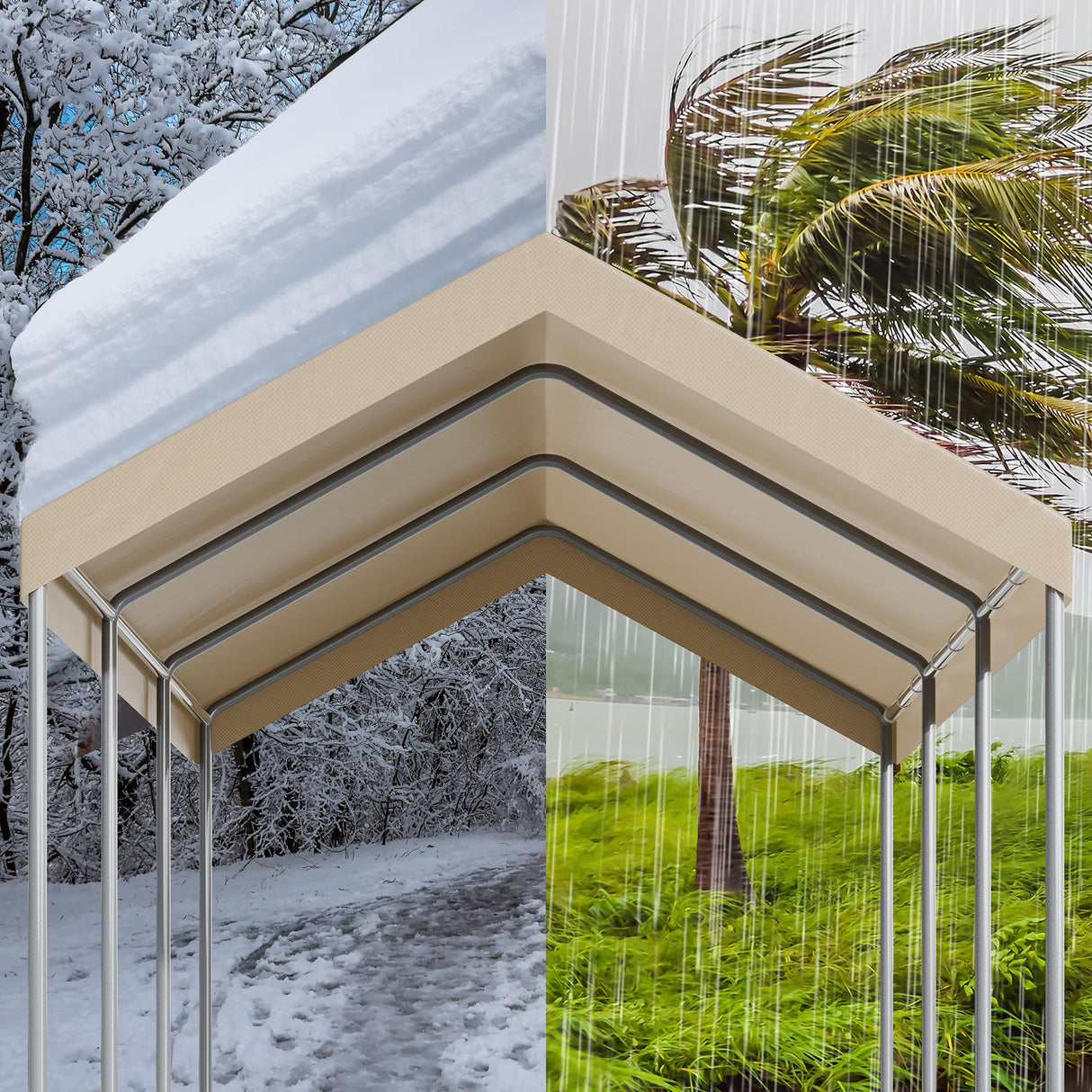 Nuturelly 10x20 FT Carport Heavy Duty Portable Garage, Upgraded Car Canopy Shelter Patry Tent with Steel Frame for SUV, Car, Truck and Tractors Nuturelly