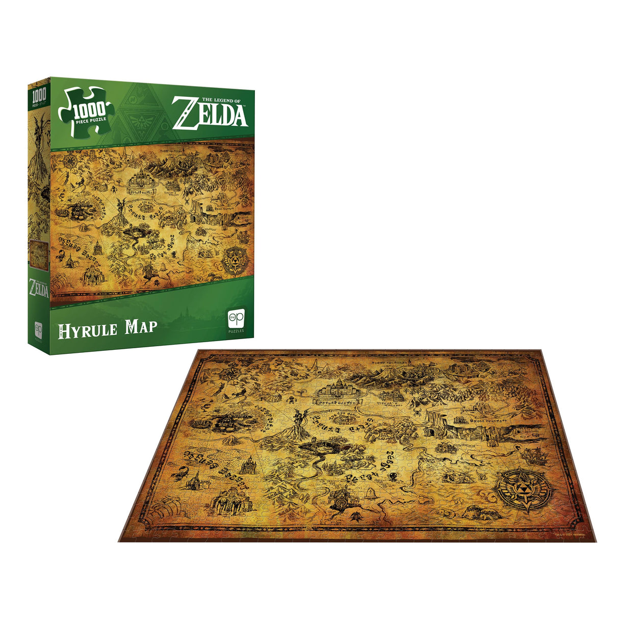 The Legend of Zelda Hyrule Map 1,000 Piece Jigsaw Puzzle | Collectible Puzzle Featuring Stylized Hyrule Map from The Legend of Zelda Video Games | Officially Licensed Nintendo Merchandise USAOPOLY