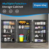 Superday 71" Lockable Steel Storage Cabinet, Locking Metal Storage Cabinets, Tall Black Cabinet with 2 Doors and 4 Adjustable Shelves for Garage, Superday