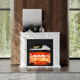 Electric Fireplace with Mantel - 44" Fireplace Mantel, Electric Fireplace TV Stand, Drawer Storage, Remote, 3D LED Flame, Adjustable Heat,Black SOLACE FURNITURE