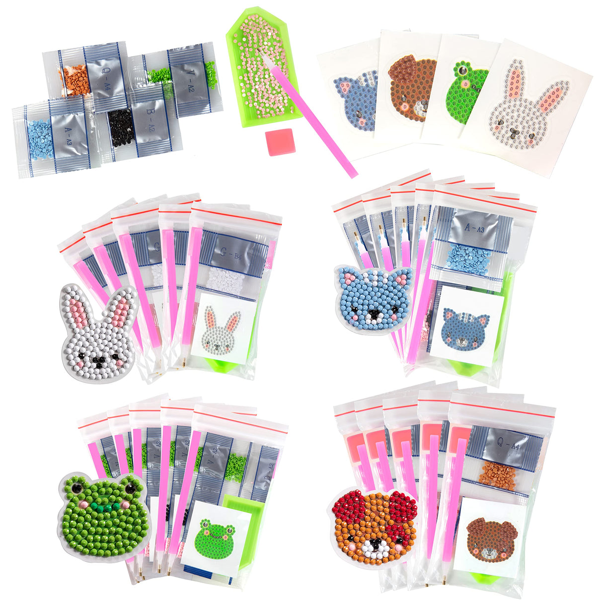 SCS Direct Kid's Birthday Party Diamond Gem Painting Craft Favor Kits -Pet Buddies- 20 Individually Packaged, All-in-One Packs for Boys & Girls -Fun & Unique Gem Classroom Art Project Activity Gift SCS Direct