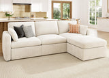 HONBAY Modular Sectional Couch with Storage Seats, L Shaped Sectional Sofa with Storage, Chenille Sectional Couches for Living Room, Beige HONBAY
