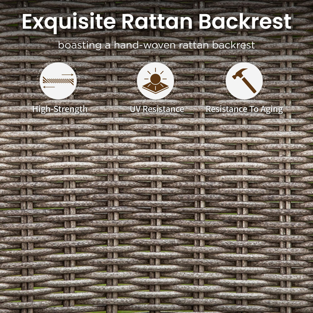 PHI VILLA 3 PCS Patio Bar Set, Bar Height Chair with 3.5" Thicker Cushion & Retro-Metal Square Table,Sturdy and Durable,Outdoor Height Bar Dining Set for Poolside,Yard PHI VILLA