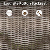 PHI VILLA 5 Piece Outdoor Bar Furniture Set, Counter Height Patio Bar Bistro Table (Square) & Rattan Wicker Bar Stools Chairs with All Weather Cushions for Backyard, Deck and Porch PHI VILLA