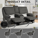 YOCONYO Loveseat Recliner, RV Reclining Loveseat, Home Theater Seating, Manual Loveseat with Console, 4 Cup Holders, 2-Seater Recliner Sofa, RV Furniture for Travel Trailers, Livingroom (Dark Grey) YOCONYO
