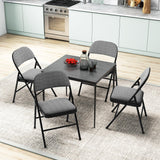 HAPPYGRILL 4 Pack Folding Chairs, Fabric Commercial Chairs w/Padded Seat & Back, Metal Frame, Portable & Foldable Dining Chairs for Office Party Guest Room Conference Room Event HAPPYGRILL