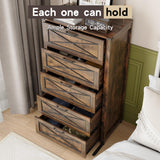 Maupvit 5 Drawers Dresser for Bedroom，Farmhouse Tall Wooden Dresser & Chests of Drawers，Large Storage Organizer for Closet, Hallway, Entryway，Living Room (Brown) Maupvit