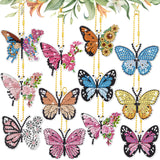BBTO 12 Pcs Butterfly Diamond Painting Keychains Kit DIY 5D Diamond Art Key Rings Hanging Butterfly Diamond Painting Ornaments Butterflies Diamond Pendants for Spring Summer Beginner Adult Craft BBTO