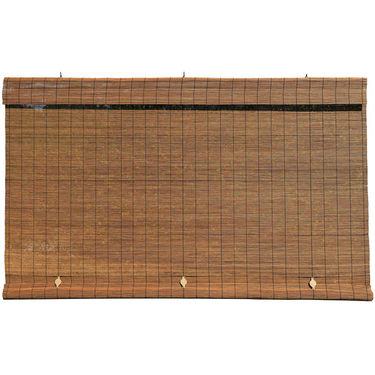 Radiance Cord-Free Brown Bamboo Roll-Up Shades for Outdoor Spaces - 36" x 72" - WoodArtSupply