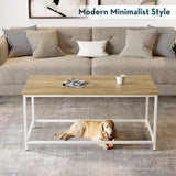 SAYGOER Coffee Table Simple Modern Coffee Tables Open Design Rectangular Minimalist Center Table for Living Room Home Office, Easy Assembly, 39.37 x 19.69 x 17.72, OAK White SAYGOER