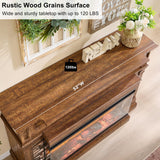 OKD 52" Electric Fireplace with Mantel, Freestanding Fireplace Heater TV Stand with 36" 3-Side Glass Insert for TVs Up to 65" with Storage Cabinet for Living Room, Reclaimed Barnwood OKD