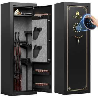 KAER 20 Biometric Gun Safe for Rifles and Pistols, Large Gun Cabinet for Home Rifle, Quick Access Gun Safe with Fingerprint, Rifle Safe with Removable Shelf and Pistol Pocket [No Assembly Required]