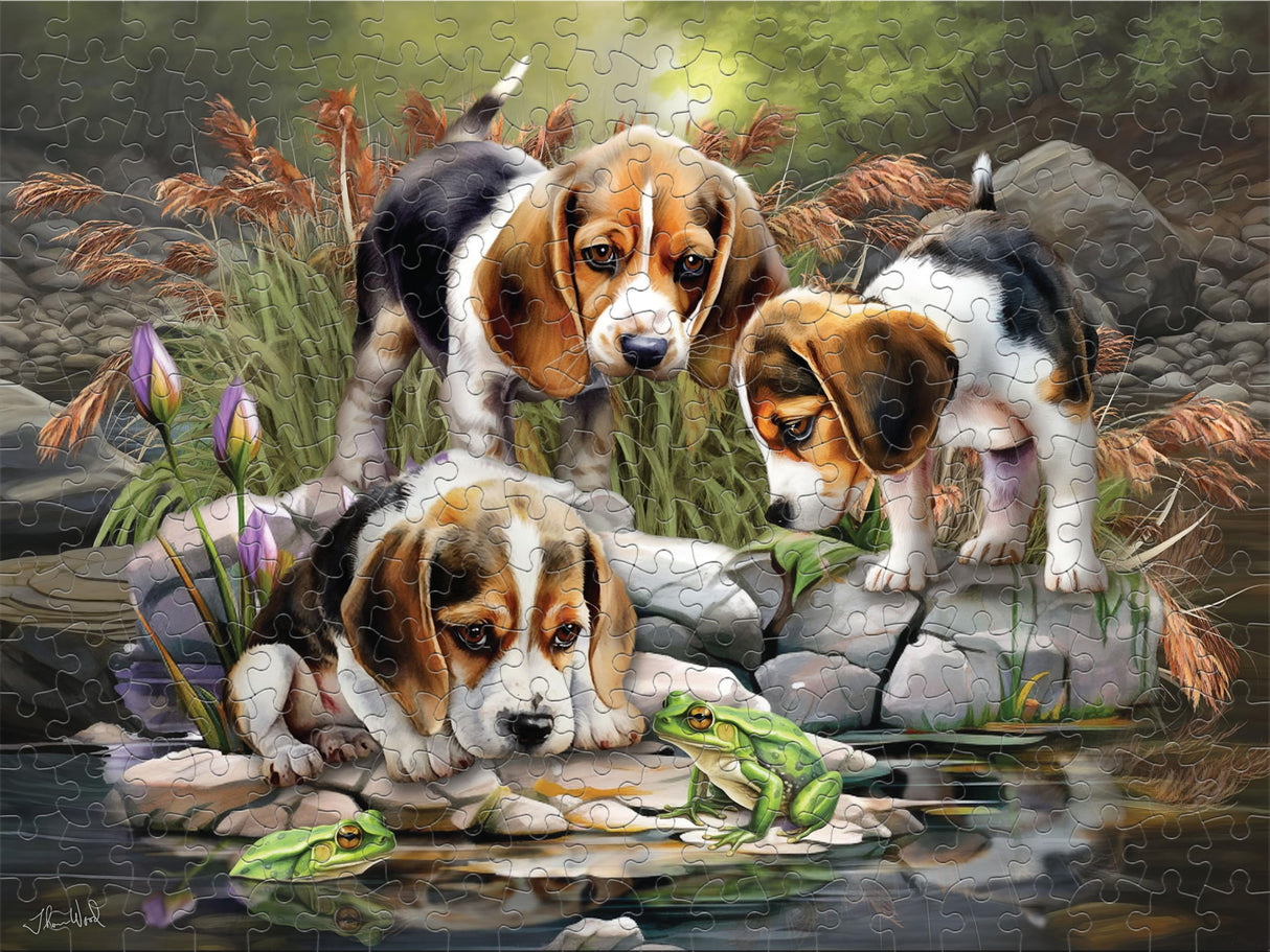 Ceaco - Tom Wood - Baby Beagle Brothers - 300 Oversized Piece Jigsaw Puzzle Ceaco