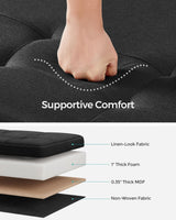 SONGMICS Storage Ottoman Bench, Foldable Foot Rest with Legs, 15 x 43 x 15.7 Inches, End of Bed Bench, Storage Chest, Load up to 660 lb, for Living Room, Bedroom, Entryway, Ink Black ULSF018B01 SONGMICS