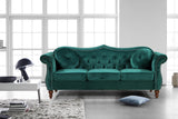 Container Furniture Direct Anna1 Chesterfield Velvet Couches for Living Room, Button Tufted Luxury Upholstery with Rolled Arms, High-Density Foam, Durable Wood Frame, 79.5" Sofa, Pine Green Container Furniture Direct