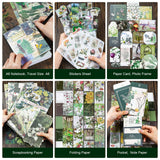 Scrapbooking Supplies Kit, Vintage Aesthetic Scrapbook Kit, Junk Journal Supplies with Scrapbooking Paper A6 Grid Notebook, Journaling Supplies, Birthday Craft Gift for Adult Teen Girl Kid, Botanical OFFIGIFT