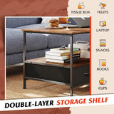 WLIVE Coffee Table with Storage, 2-Tier Rectangle Wood Coffee Table for Living Room, Modern Industrial Center Table with 2 Drawers and Open Shelf, Living Room Table for Home, Office, Rustic Brown WLIVE