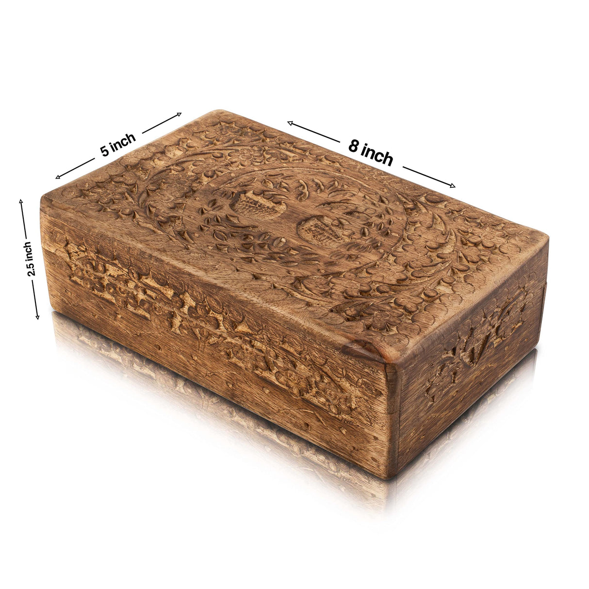 Great Birthday Gifts Handmade Decorative Wooden Jewelry Box Tree Of Life Carving Jewelry Organizer Keepsake Box Treasure Chest Trinket Holder Watch Box Storage Lock Box Housewarming Gift (Brown) The Great Indian Bazaar