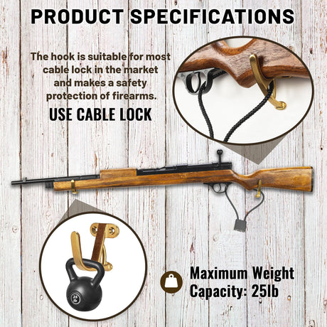 LOIUO Gun Rack Storage Wall Mount Rifles Shotgun Hooks Horizontal Metal Hangers for Storing Shotguns Rifles Archery Bow Heavy Duty Steel (Gold) LOIUO