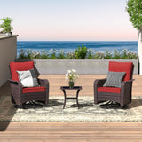 ALAULM 10 Pieces Patio Furniture Set with 2 Swivel Chairs Wicker Patio Conversation Set, Outdoor Sectional Furniture w/Coffee Table & Washable Seat Cushions-Red ALAULM