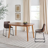 Walker Edison Mid Century Solid Wood Oval Extension Dining Table with Hairpin Legs and Removable Leaf, 60 Inch, Caramel Walker Edison