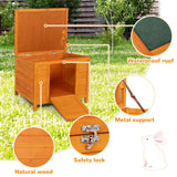 COZIWOW 24inches Wooden Catio Outdoor Cat House Small Animal House，Rabbit Hutch Indoor，Stable Weatherproof Bunny Cage Pet Shelter for Small Cat Dog Rabbit Guinea Pig(Orange) COZIWOW