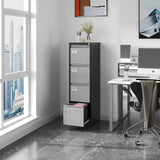 Fesbos File Cabinets - 4 Drawers Vertical 17.8" Deep Lockable Filing Cabinet - Black & Gray Metal Storage Cabinets for Home Office to Hanging Files Letter/Legal/F4/A4 Size Fesbos