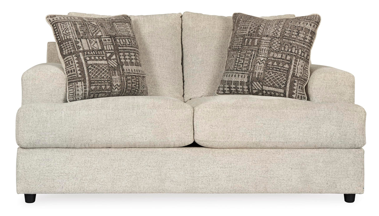 Signature Design by Ashley Soletren Contemporary Chenille Loveseat with 2 Accent Pillows, Off-White Signature Design by Ashley