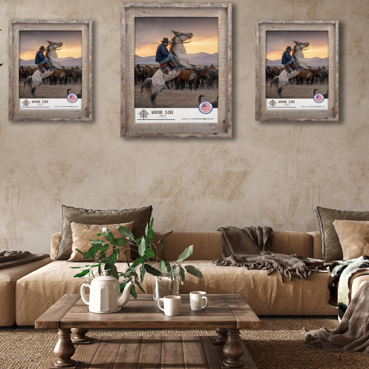 Rustic Barnwood Picture Frames 18x24 - Natural Reclaimed Wood Wall Hanging - Handcrafted Vintage Distressed, 1 3/4" Frame Width WOOD SIDE ORBIS