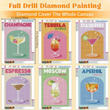 DAZZLEDOTS 6 Pack Diamond Art Kits for Adults, Cocktail Diamond Painting 5D Diamond Art Kits for Beginners Retro Cocktail DIY Full Drill Paint by Diamonds Dot Gem Art for Home Wall Decor 12x16Inch DAZZLEDOTS