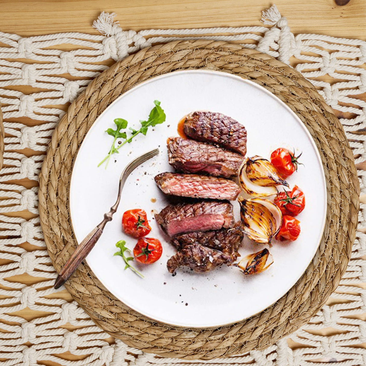 Defined Deco Woven Placemats Set of 10,12" Round Rattan Placemats,Natural Hand-Woven Water Hyacinth Placemats,Farmhouse Weave Place Mats,Rustic Braided Wicker Table Mats for Dining Table,Home,Wedding. DD DEFINED DECO