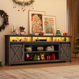 80" LED Farmhouse TV Stand for 90/85/80 Inch TVs,Tall Entertainment Center Storage Cabinets w/Power Outlets and Sliding Barn Door,Rustic TV Stands for Living Room,Media Console Cabinet (Charcoal) Hlivelood