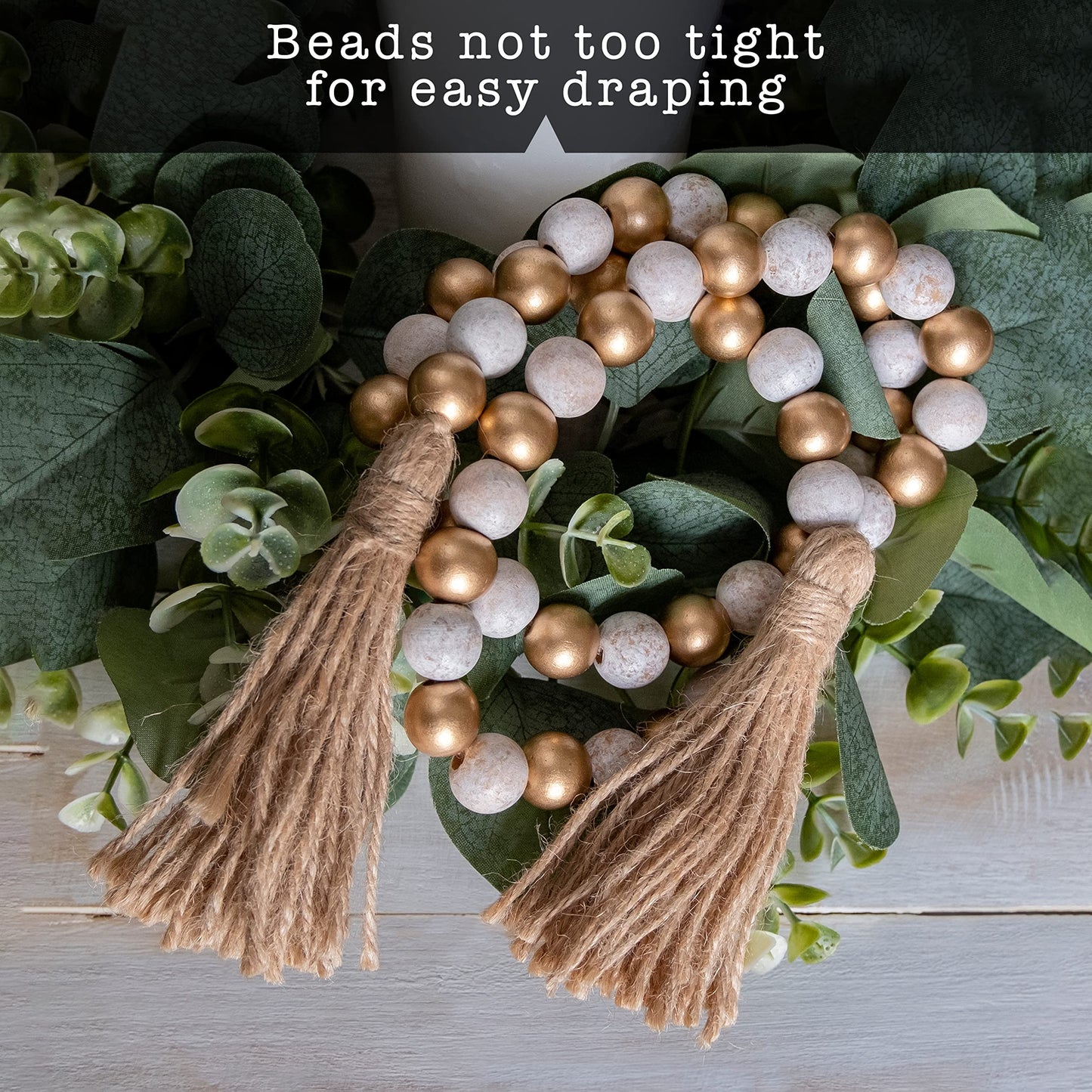 Wooden Bead Garland Decor, Wood Beads Garland Decorative Beads, Wooden Beads Garland, Wood Bead Garland Farmhouse, Wood Bead Garland Tassels, Boho Tassel Garland Beads Decor Beads Wooden Garland Beads