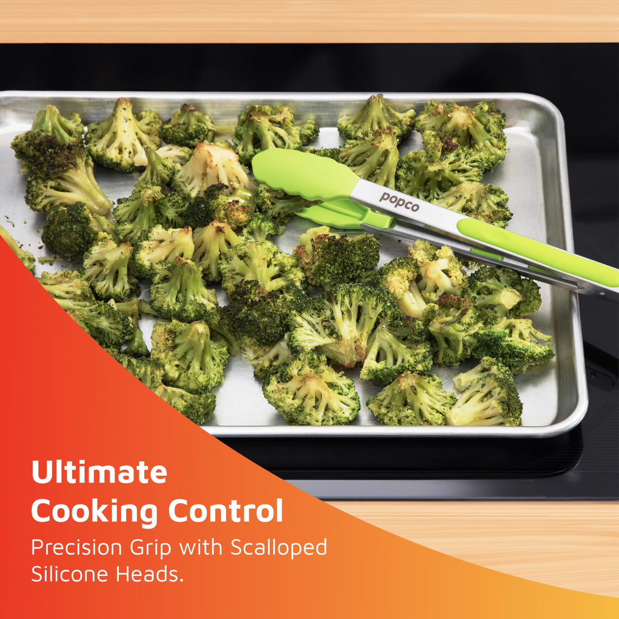 Popco Silicone Tongs for Cooking - Kitchen Tongs Set of 3 (7, 9, 12 inches) - Stainless Steel BBQ Tongs with Silicone Tips for Cooking, Grilling, Serving - Non-Stick, Heat-Resistant, Dishwasher Safe POPCO