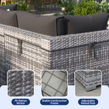 VONZOY Patio Furniture Set, 10-Piece Outdoor Sectional with Free Cover, All-Weather Wicker Patio Conversation Sets for Backyard (Grey with Black Cushion) VONZOY