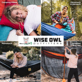 Wise Owl Outfitters Camping Hammock - Camping Essentials, Portable Hammock w/Tree Straps Up to 500lbs, Hammock for Outside, Hiking, and Travel - Double, Sage and Dark Green Wise Owl Outfitters