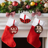 Christmas Initial Ornaments w/Name - 9 Pattern - Personalized Xmas Round Ornament Decor for Christmas Tree - Customized Noel Wood Gifts - Custom Wooden Circle Décorations C1 People People
