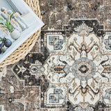 Washable Kitchen Runner Rug - 2x10 Hallway Rug Distressed Mats Non-Slip Soft Room Floor Carpet for Dining Room (Beige, 2 x 10) RUUGME