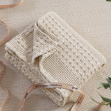 PHF 100% Cotton Waffle Weave Throw Blanket, Soft Lightweight Breathable Cozy Throws for Couch Bed Sofa, Luxury Aesthetic Woven Blanket for Home Decor & Office, 50"x60", Oatmeal PHF