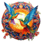 Woodemon Wooden Jigsaw Puzzles, Mandala Hummingbirds (200pcs-M-11.8 * 11.8in) Wooden Puzzles for Adults Kids, Unique Shape Animal Wood Puzzles Adults Christmas Puzzles Xmas Birthday Gifts Woodemon